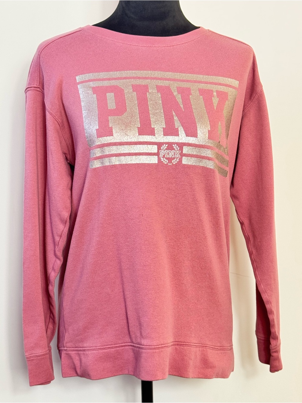 PINK Victoria's Secret Metallic Logo Pink Crewneck Sweatshirt